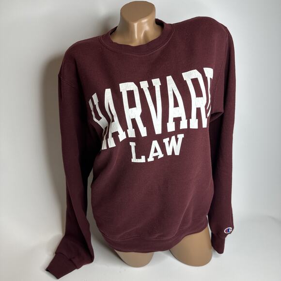 VTG Champion Maroon Harvard Law School Pull Over Sweatshirt S Collegiate Preppy - Picture 1 of 11